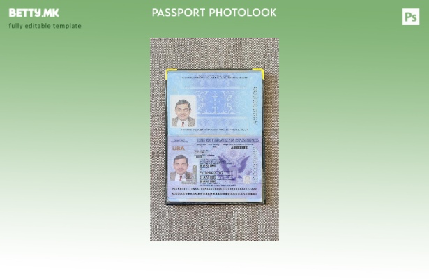 Шаблон за фото изглед на пасош на САД во модерен стил